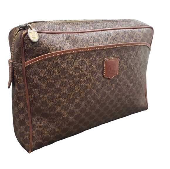 CELINE Macadam Blason Clutch Handbag VINTAGE Large PVC Coated canvas - Picture 3 of 9